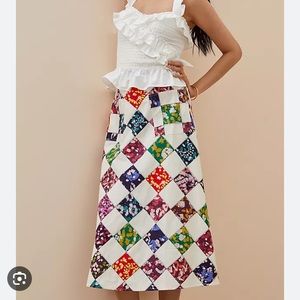 TINY at Anthropologie Quilted Patchwork Midi Skirt